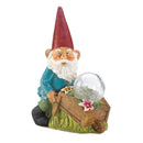 Modern Living Room Decor Gnome With Wheel Barrow Solar Statue