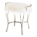 Home Decor Ideas White Faux Fur Vanity Stool