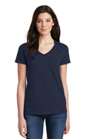 Gildan Ladies Heavy Cotton 100% Cotton V-Neck T-Shirt. 5V00L-Ladies-Navy-3XL-JadeMoghul Inc.