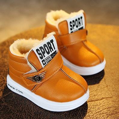 Girl boy snow boots Winter for toddlers child kid comfort thick antislip short boots elastic band leather cotton-padded shoes-yellow-6-JadeMoghul Inc.