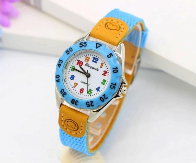 Girl Children's Gift Fabric Strap Learn Time Tutor Watch-sky blue-JadeMoghul Inc.