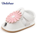 Girl PU Leather Big Flower Design Summer Sandals-Green-0-6 Months-JadeMoghul Inc.