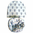 Girls 100% Cotton Printed Beanie And Scarf Set-New Anchors Set-JadeMoghul Inc.