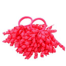 Girls 2 Pcs Candy colored Curler Hair Ties-hot pink-JadeMoghul Inc.