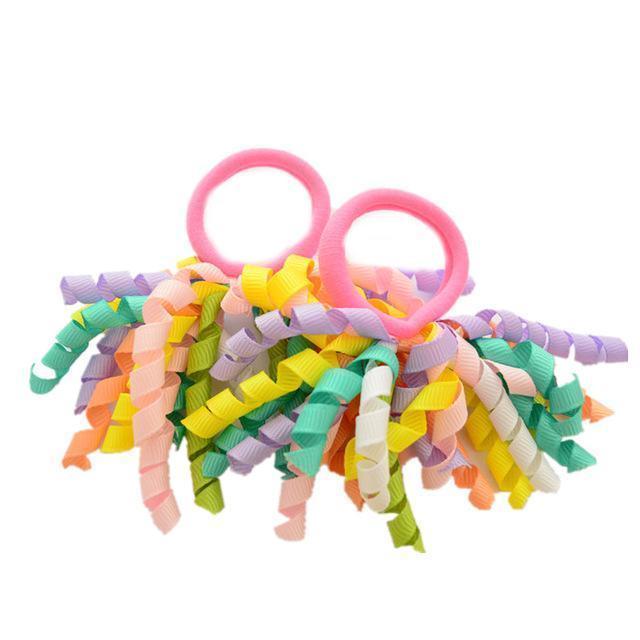 Girls 2 Pcs Candy colored Curler Hair Ties-Mix Green-JadeMoghul Inc.