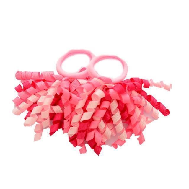 Girls 2 Pcs Candy colored Curler Hair Ties-Mix Pink-JadeMoghul Inc.