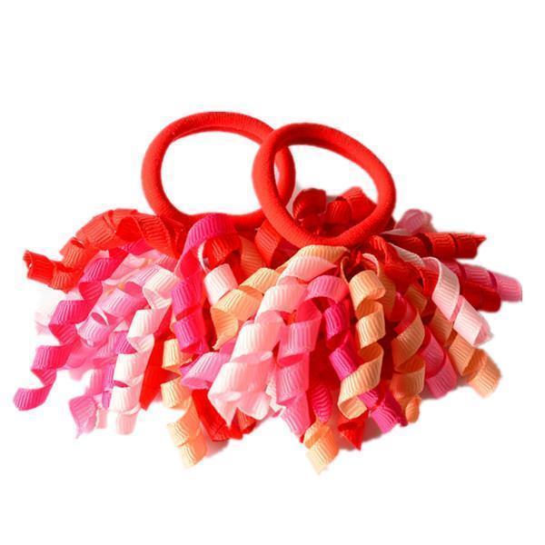 Girls 2 Pcs Candy colored Curler Hair Ties-Mix Red-JadeMoghul Inc.