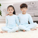Girls 2 Piece Ribbed Cotton Thermal Underwear-Blue-3T-JadeMoghul Inc.