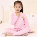 Girls 2 Piece Ribbed Cotton Thermal Underwear-Pink-3T-JadeMoghul Inc.