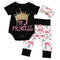 Girls 3 pcs Princess Crown Romper , Leggings And Headband Set-Black-0-3 months-JadeMoghul Inc.