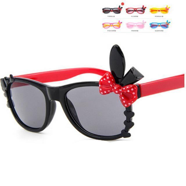 Girls Acrylic Frame Ears And Bow Design Sunglasses With UV 400 Protection-Black-JadeMoghul Inc.