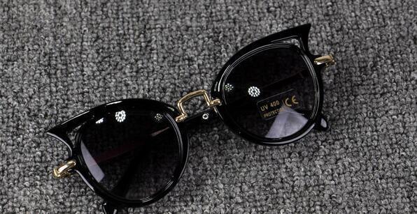 Girls Acrylic / Metal Frame Cat Eye Sunglasses With UV 400 Protection-black-JadeMoghul Inc.