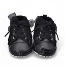 Girls Beautiful Organza Rosette Flower Shoes-Black-1-JadeMoghul Inc.