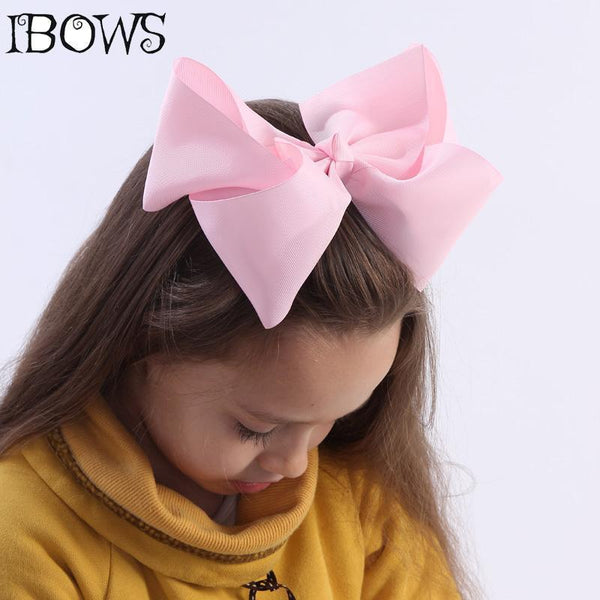 Girls Big Ribbon Hair Bow Clips-1 White-JadeMoghul Inc.