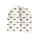 Girls / Boys All Season Cotton Printed Beanie-white mustache-JadeMoghul Inc.