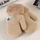 Girls / Boys Cozy Mittens With Warm Fur Lining-Beige-JadeMoghul Inc.