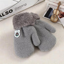 Girls / Boys Cozy Mittens With Warm Fur Lining-Grey-JadeMoghul Inc.