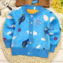 Girls/ Boys Long Sleeved Soft Winter Cardigan-blue Aircraft car-9M-JadeMoghul Inc.