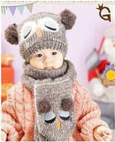 Girls / Boys Winter Warm Knitted Cute Owl Hat And Scarf Set-coffee-JadeMoghul Inc.