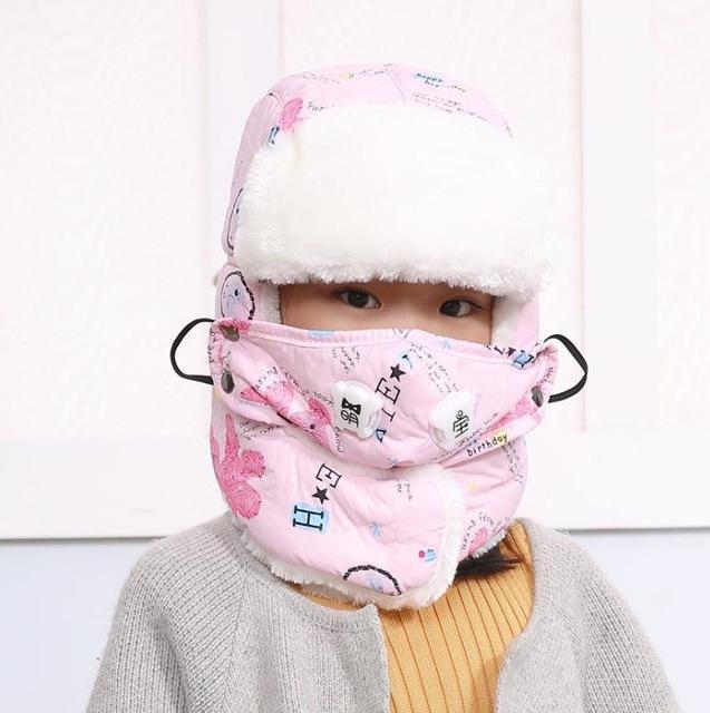 Girls / Boys Winter Windproof Thick Warm Winter Snow Face Mask Hat-pink-JadeMoghul Inc.