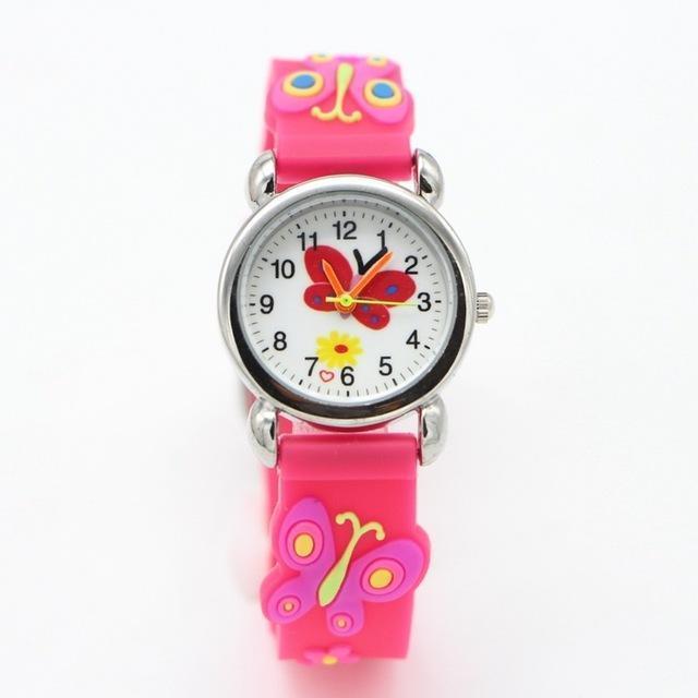 Girls Butterfly Design Silicone Quartz Wristwatches-rose-JadeMoghul Inc.