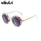 Girls Cool Round Shaped Acrylic Frame Sunglasses-A765 flower-JadeMoghul Inc.