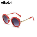 Girls Cool Round Shaped Acrylic Frame Sunglasses-A765 red-JadeMoghul Inc.