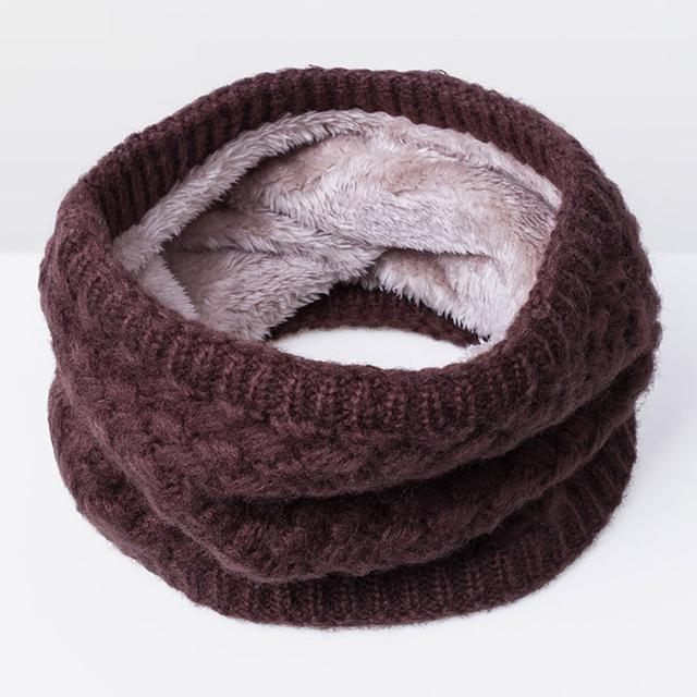 Girls Cute Warm Fur Winter Snood Scarf In Solid Colors-Brown-JadeMoghul Inc.