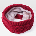 Girls Cute Warm Fur Winter Snood Scarf In Solid Colors-Red-JadeMoghul Inc.