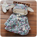 Girls Floral Print Cute Rabbit Ear Hooded Princess Bow Jacket Coat With Purse-Green-24M-JadeMoghul Inc.