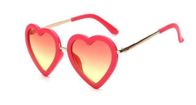 Girls Heart Shaped Sunglasses With UV 400 Protection-Red w red yellow len-JadeMoghul Inc.