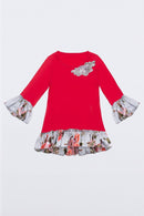 Girls Long Sleeve Fancy Tops Silver Trim Top - Girls Pineapple