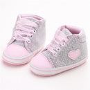 Girls Love Heart Design Soft Sneakers With Ribbon Laces-Grey-1-JadeMoghul Inc.