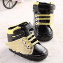 Girls Metallic / Leather Hightops With Wings Decor-Black-1-JadeMoghul Inc.