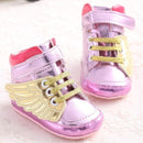 Girls Metallic / Leather Hightops With Wings Decor-Pink-1-JadeMoghul Inc.