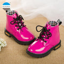 Girls PU Leather Glossy Lace Up Boots-Winter style-6.5-JadeMoghul Inc.