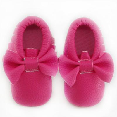 Girls PU Leather Slip On Bow Shoes-hot pink-1-JadeMoghul Inc.