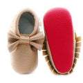 Girls PU Leather Slip On Bow Shoes-rose gold-1-JadeMoghul Inc.