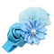 Girls Ribbon And Fabric Flowers Elastic Head Band-Blue-JadeMoghul Inc.