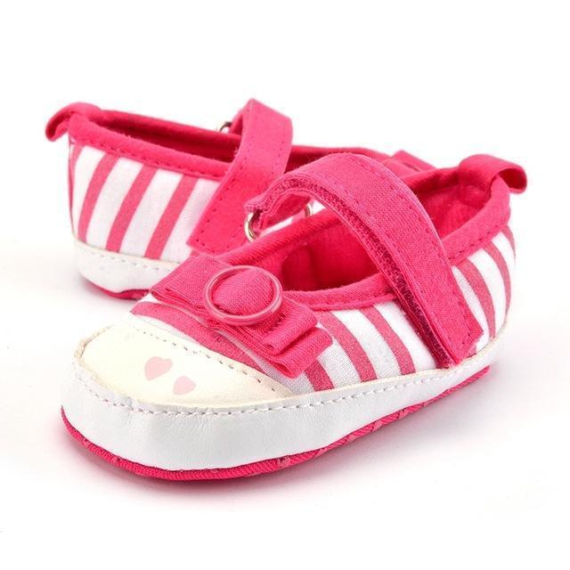 Girls Striped / Polka Dot Shoes With Flower Decor-Pattern 22-0-6 Months-JadeMoghul Inc.