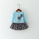 Girls Summer Floral Print Dress-Sky Blue-9M-JadeMoghul Inc.