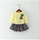 Girls Summer Floral Print Dress-Yellow-9M-JadeMoghul Inc.