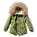 Girls Thick Winter Fur Trimmed Hooded Parka Coat-green-2T-JadeMoghul Inc.