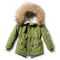 Girls Thick Winter Fur Trimmed Hooded Parka Coat-green-2T-JadeMoghul Inc.