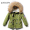 Girls Thick Winter Fur Trimmed Hooded Parka Coat-yellow-2T-JadeMoghul Inc.