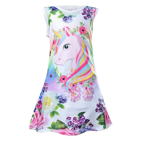 Girls Unicorn Print  Dress