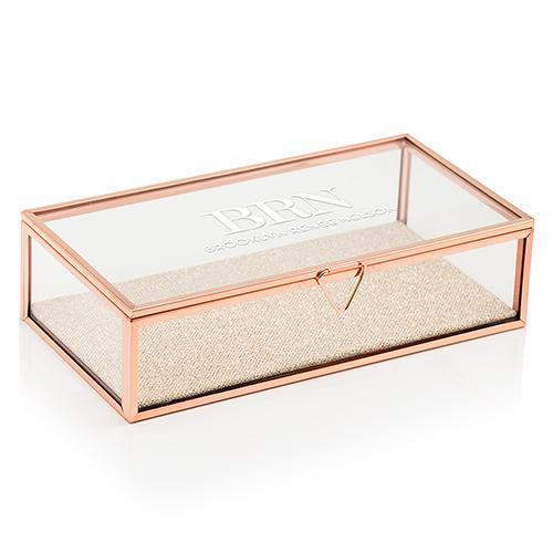 Glass Jewelry Box with Rose Gold Edges (Pack of 1)-Personalized Gifts for Women-JadeMoghul Inc.