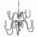 Glorifying Ceramic and Metal 12-Arm Chandelier, Black and White-Chandeliers-Black and White-metal ceramic-JadeMoghul Inc.