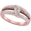 10k Rose Gold Women's Red Diamond Loop Ring