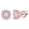 14kt Rose Gold Women's Diamond Circle Cluster Earrings 1/4 Cttw